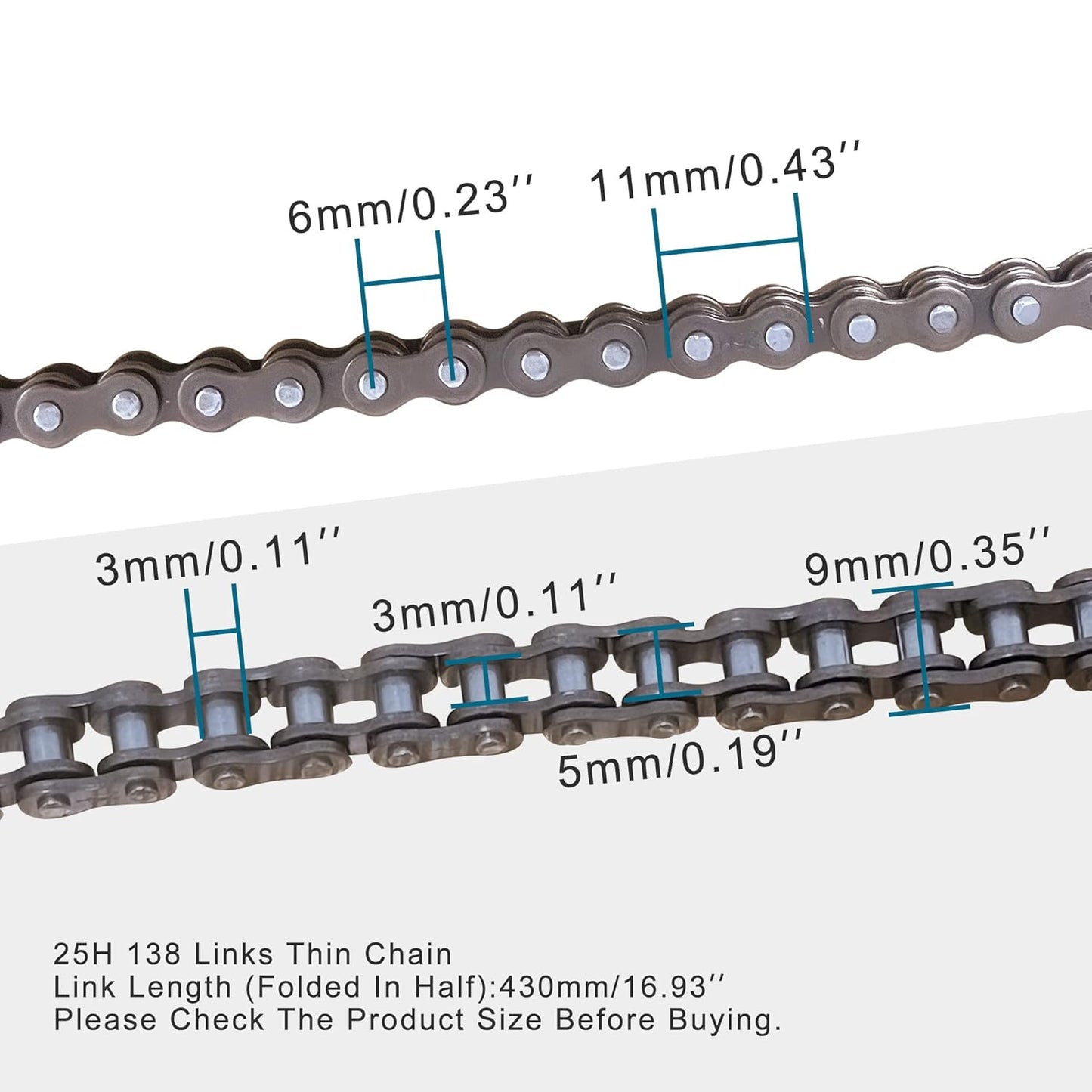 GOOFIT 25H 138 Chain for 2 Stroke 47cc 49cc Pocket Bike Mini Bike Dirt Pit Bike ATV Quad