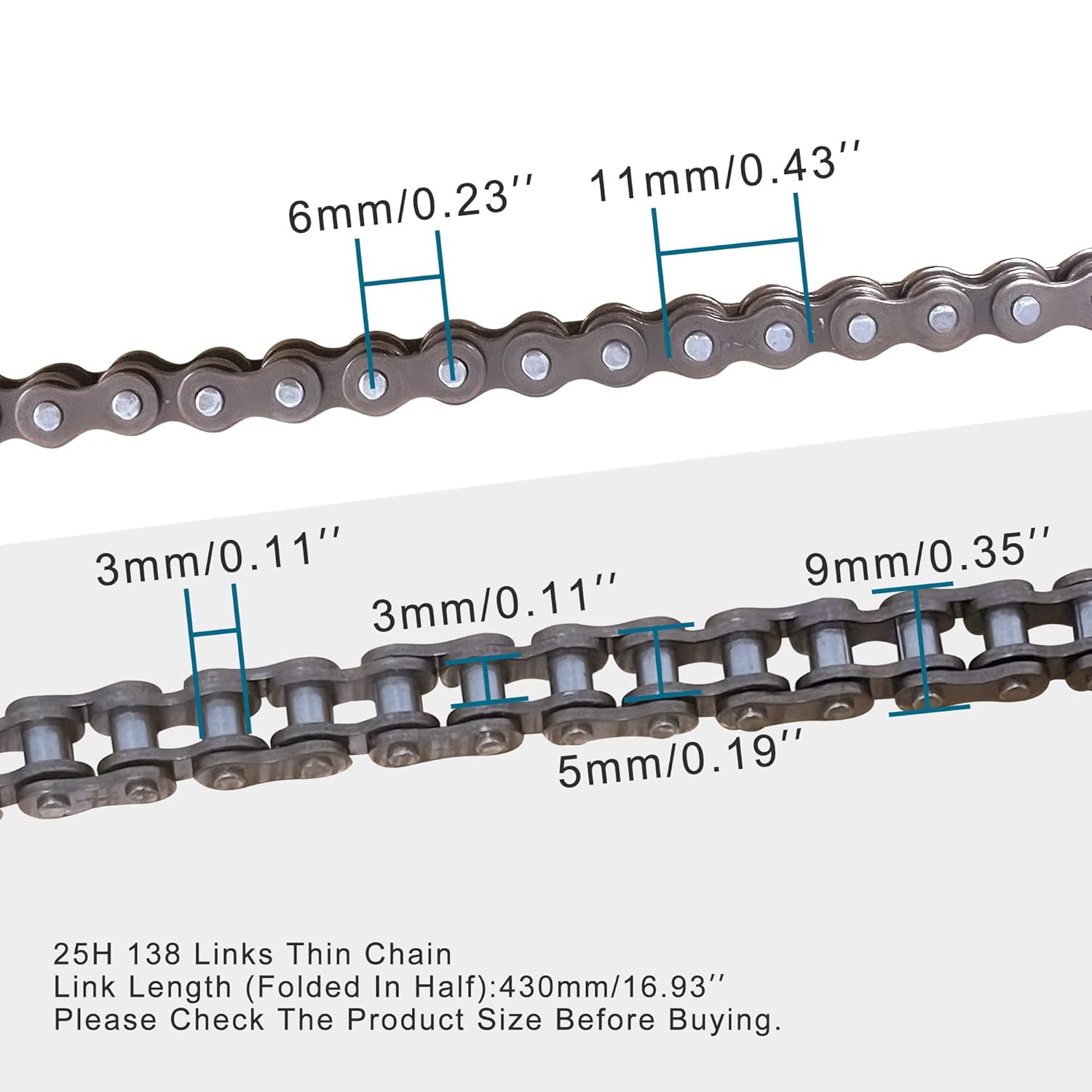 GOOFIT 25H 138 Chain for 2 Stroke 47cc 49cc Pocket Bike Mini Bike Dirt Pit Bike ATV Quad