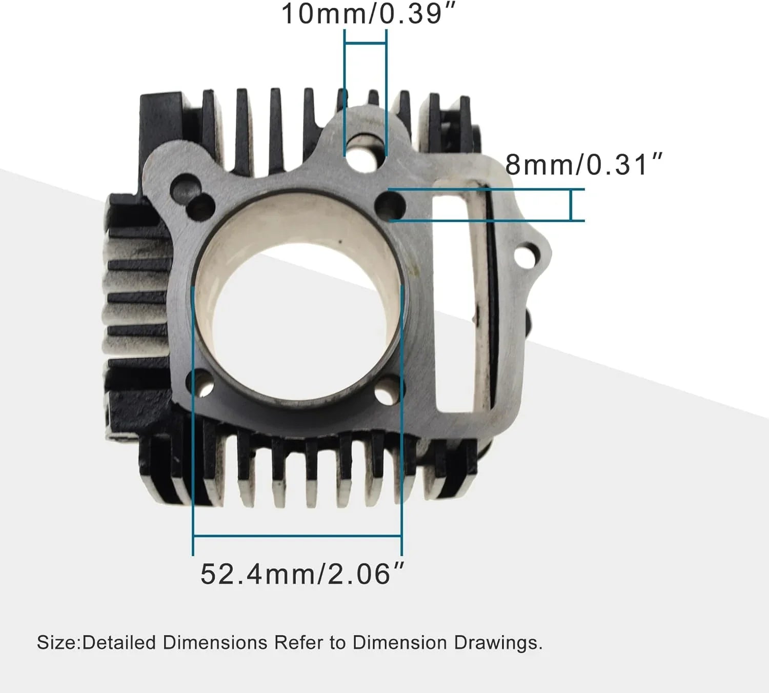 52.4mm Engine Cylinder Body for 110cc 125cc 4-Stroke Horizontal ATV Dirt Bike - goofitmoto