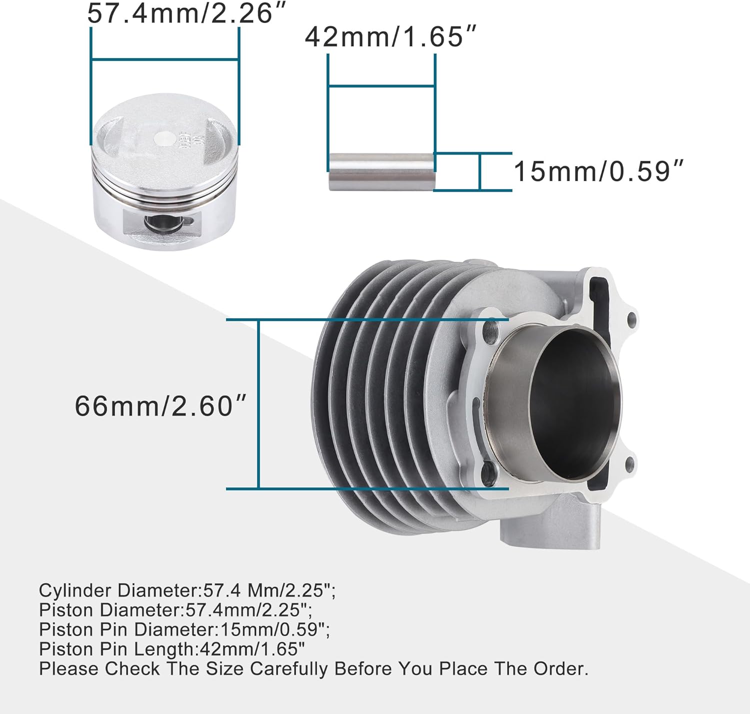 GOOFIT 57.4mm Big Bore Cylinder Kit Replacement for 150cc 4stroke GY6 157QMJ Engine Rebuild Kit Cylinder Head Chinese Scooter