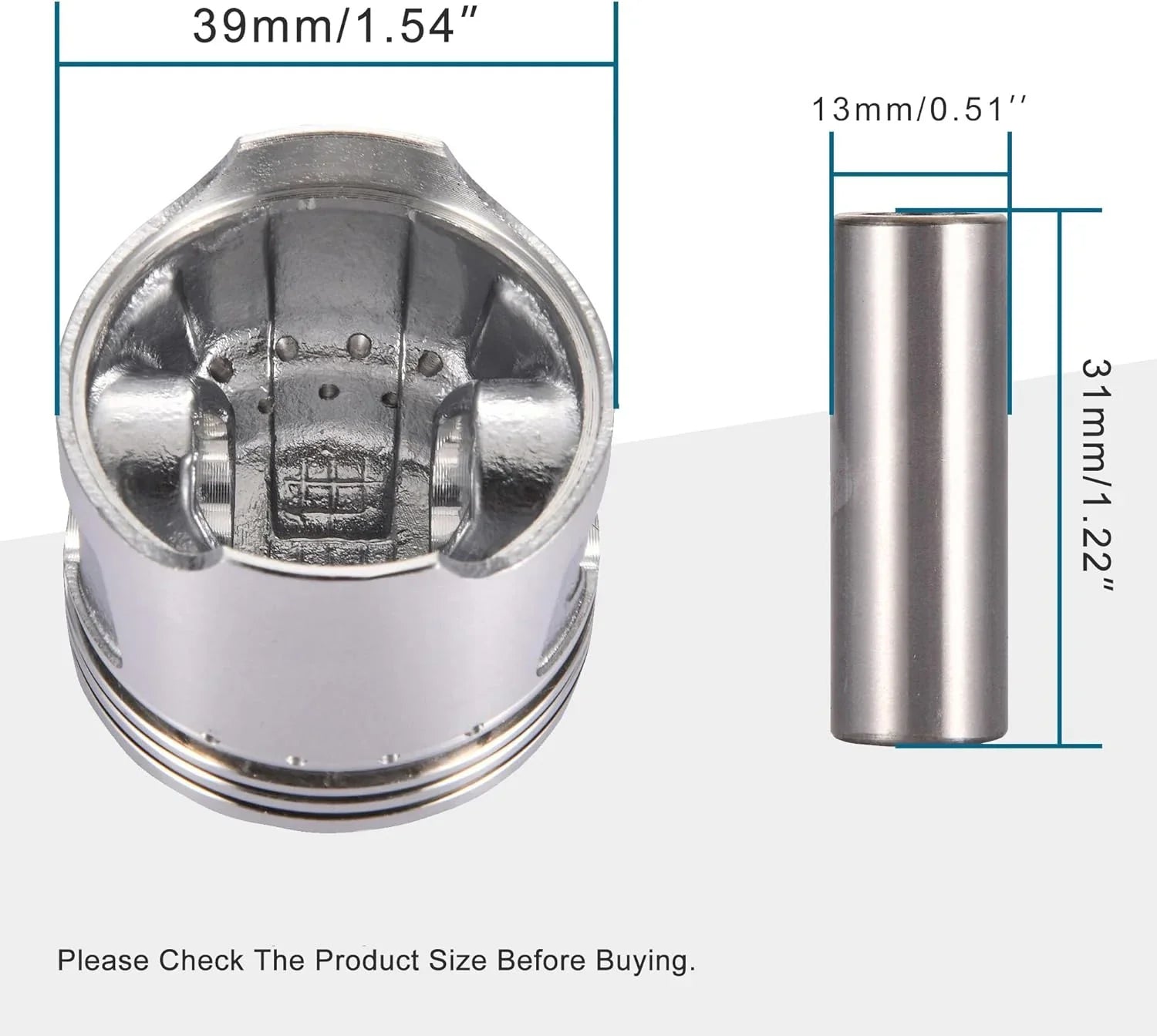 39mm Piston Kit Assembly for 50cc 4-Stroke Horizontal Engine - goofitmoto