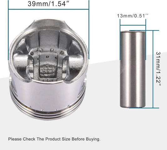 39mm Piston Kit Assembly for 50cc 4-Stroke Horizontal Engine - goofitmoto