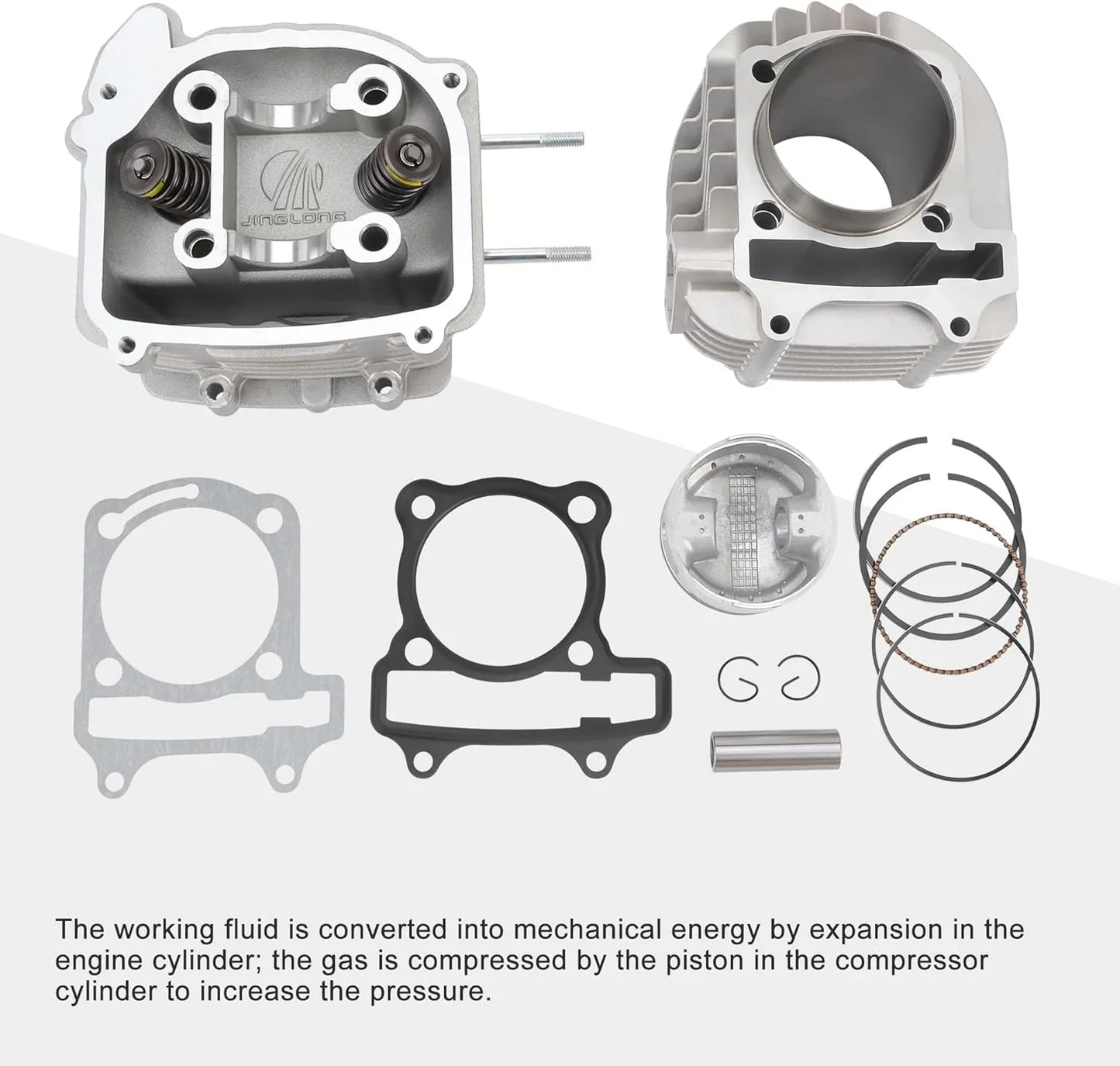 62.5mm Big Bore Cylinder & Head Rebuild Kit for 4-Stroke GY6 150cc 180cc 200cc Upgrade 157QMJ 152QMI - goofitmoto