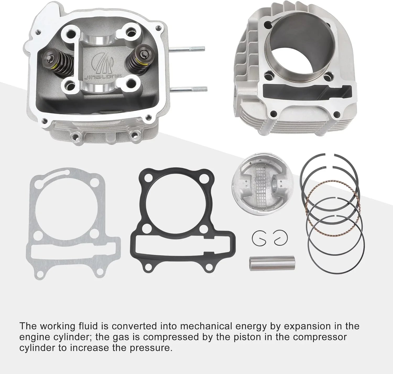 62.5mm Big Bore Cylinder & Head Rebuild Kit for 4-Stroke GY6 150cc 180cc 200cc Upgrade 157QMJ 152QMI - goofitmoto