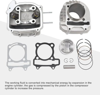 62.5mm Big Bore Cylinder & Head Rebuild Kit for 4-Stroke GY6 150cc 180cc 200cc Upgrade 157QMJ 152QMI - goofitmoto