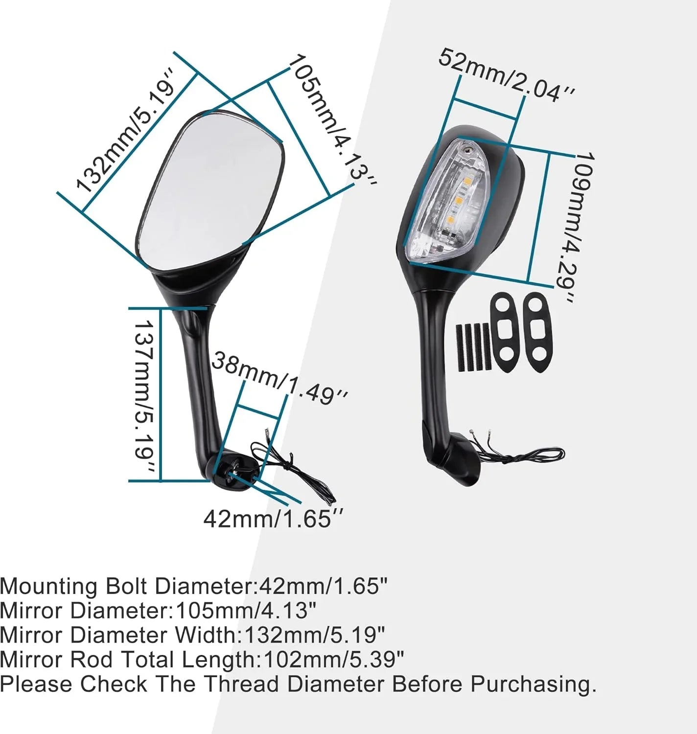 Integrated LED Turn Signal Mirrors for Suzuki GSXR 600 / 750 (2006-2012) & GSXR 1000 (2005-2008) - goofitmoto