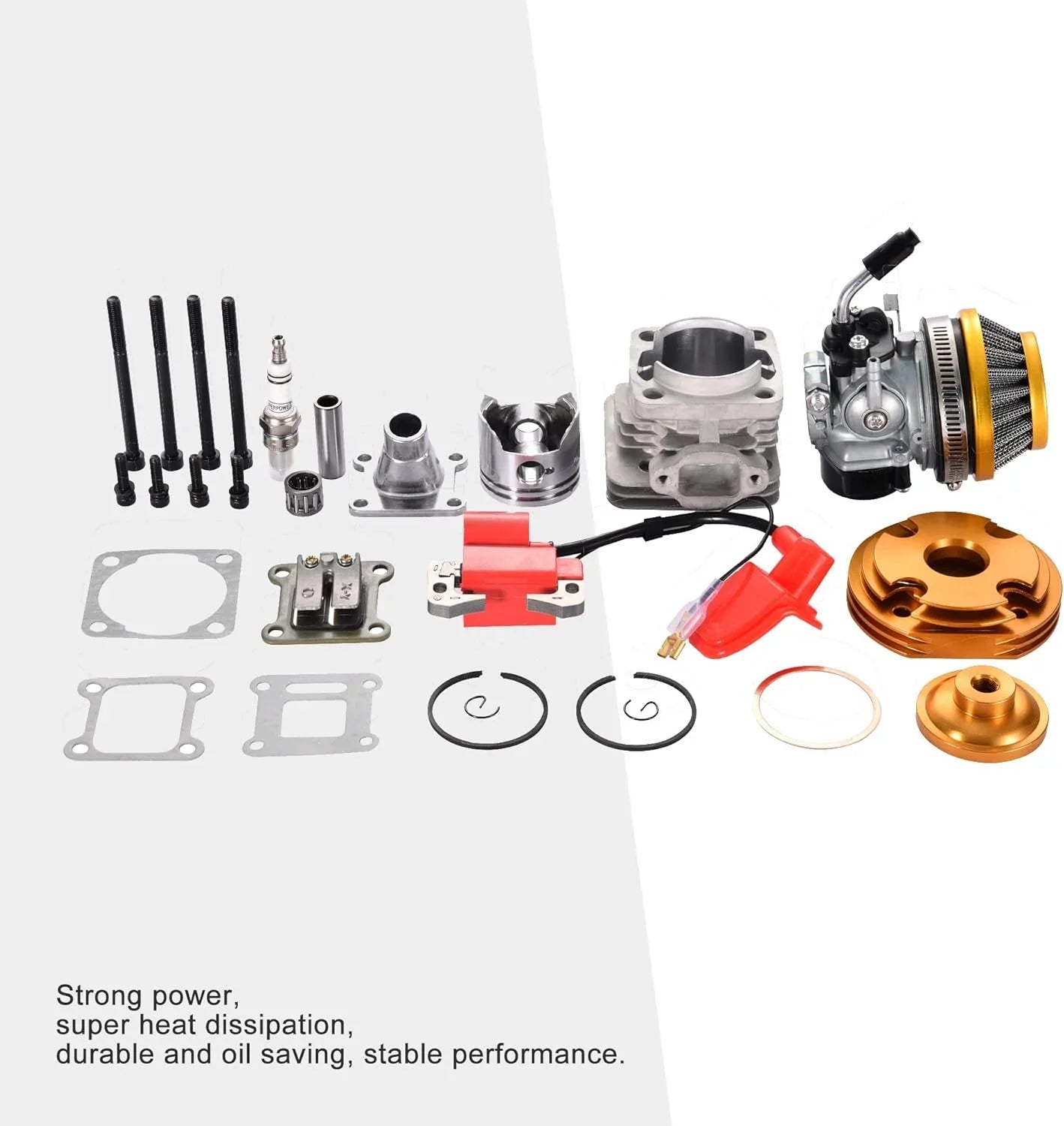 44mm Big Bore Cylinder Kit with 19mm Carburetor & Ignition Coil for 2-Stroke 47cc 49cc Pocket Bike (54cc Upgrade) - goofitmoto