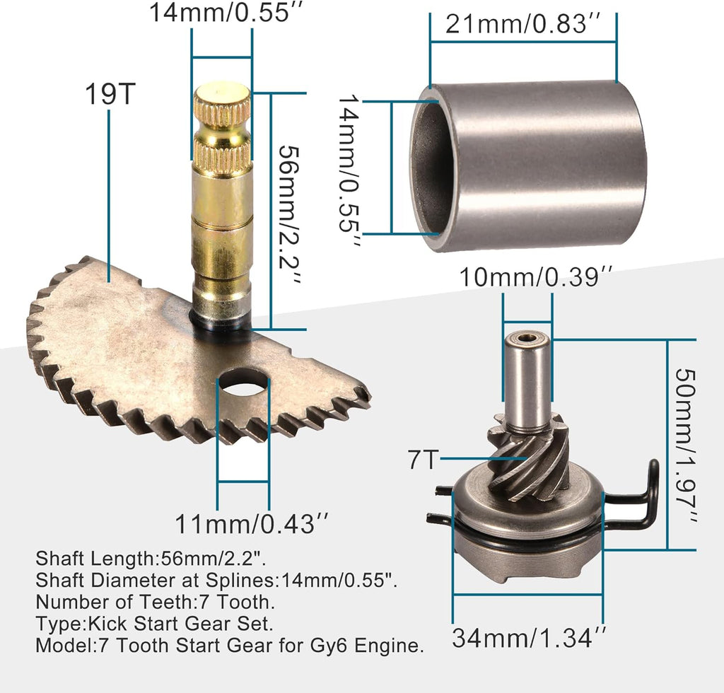 GOOFIT 7 Teeth Kick Start Gear Shaft Rebuild Kit Idel Gear Replacement for GY6 50cc 60cc 80cc Motors Scooter
