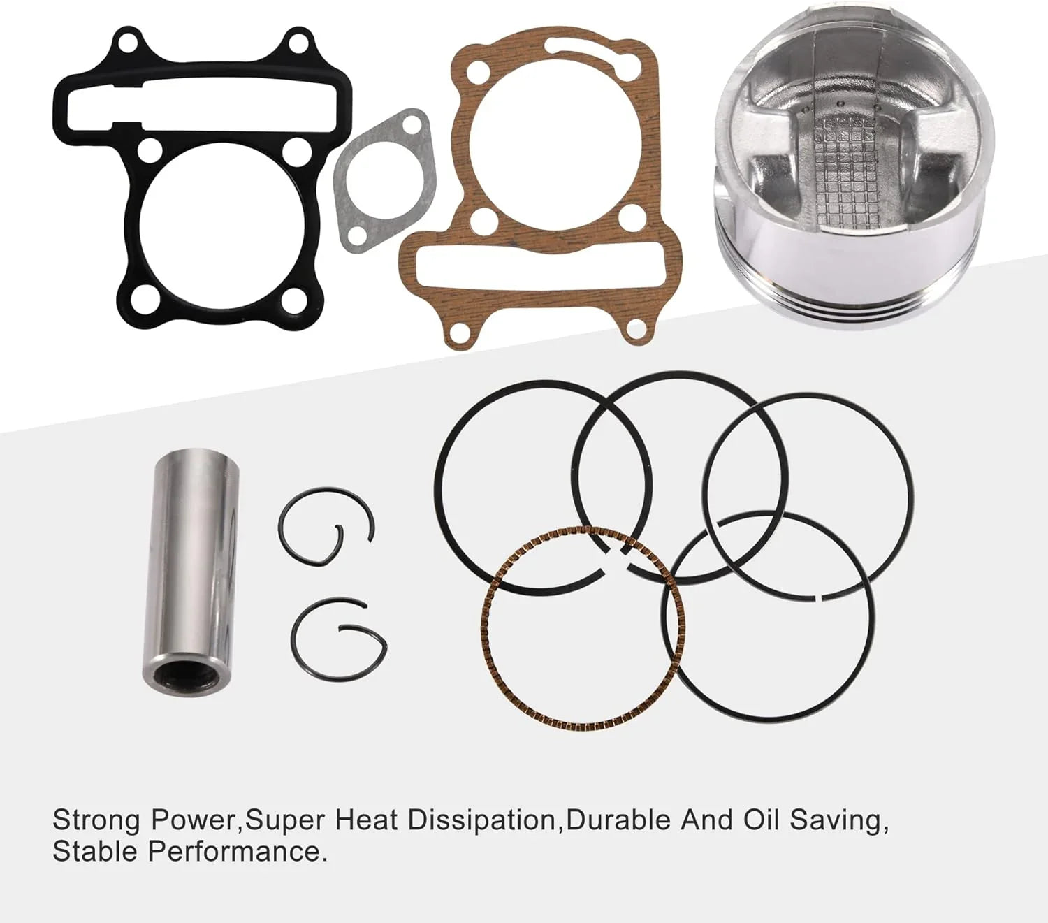 57.4mm Cylinder Rebuild Kit for 4-Stroke GY6 150cc 157QMJ Engine with 76mm Bolt Pattern - goofitmoto