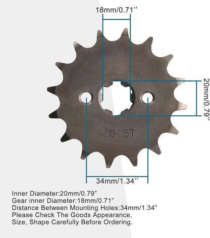 420-16T Front Engine Sprocket (20mm) for 50cc–160cc Dirt Pit Bike & ATV - goofitmoto