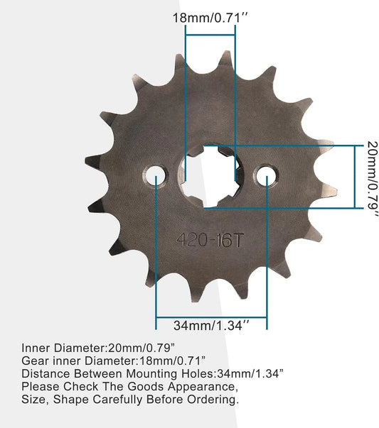 420-16T Front Engine Sprocket (20mm) for 50cc–160cc Dirt Pit Bike & ATV - goofitmoto