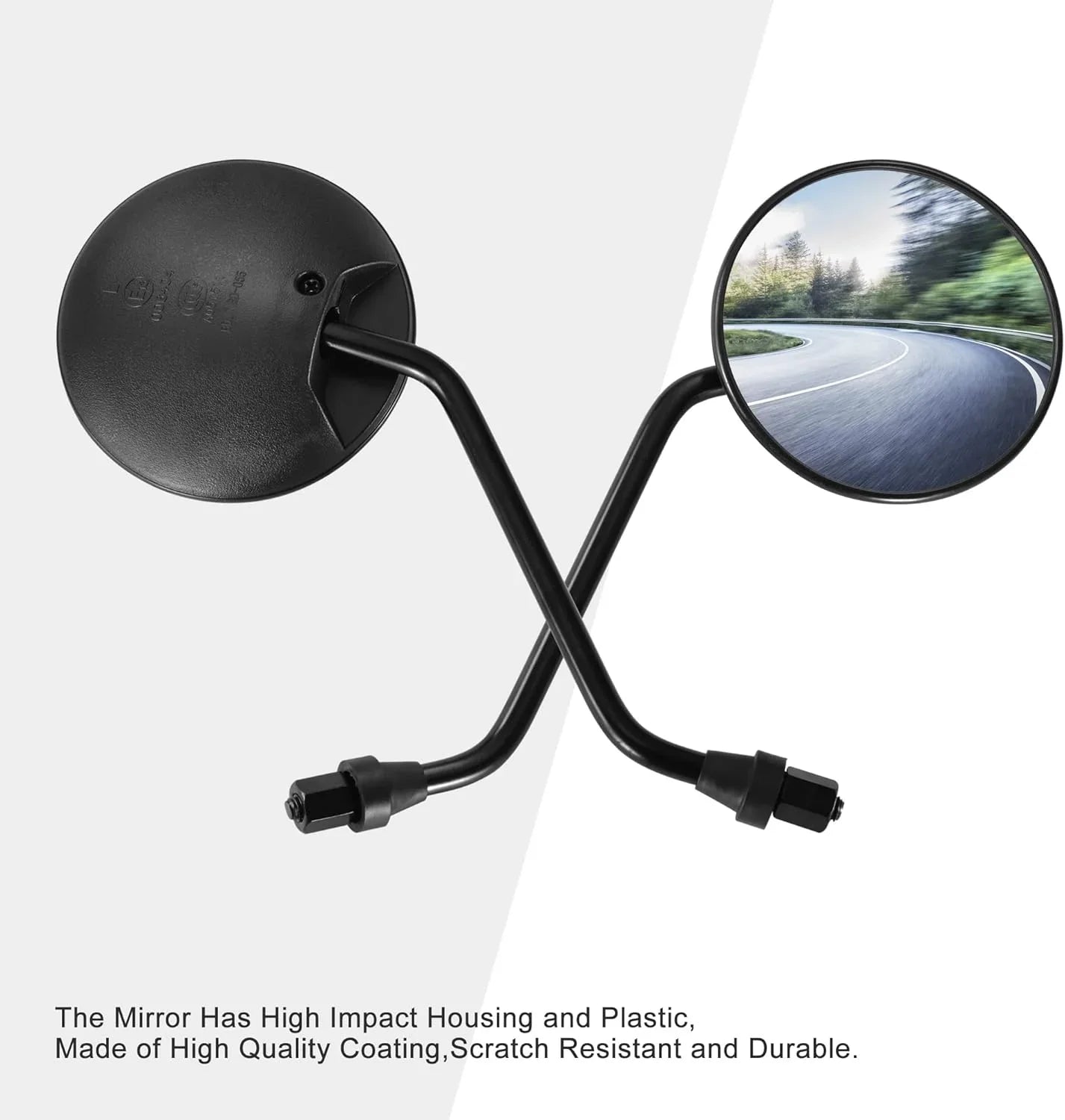 Universal 8mm Round Black Rearview Mirrors (Pair) for 50cc-250cc ATV, Scooter & Motorcycle - goofitmoto