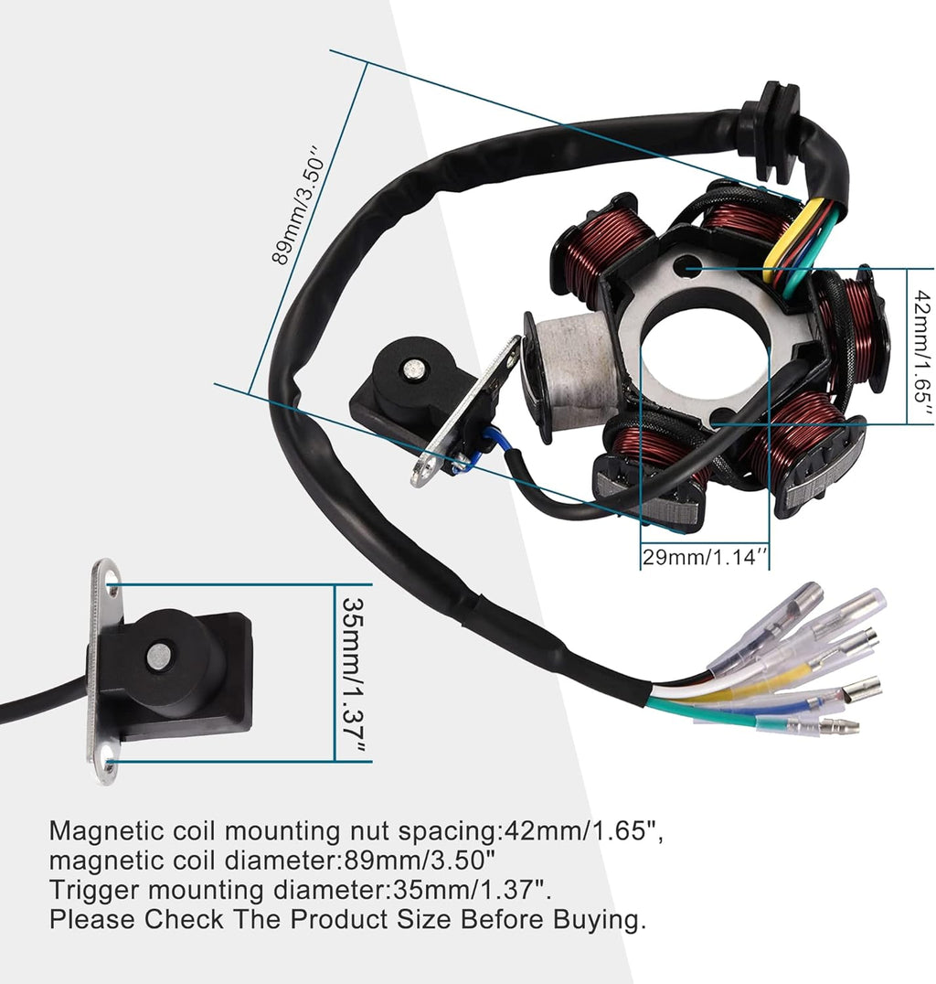 GOOFIT 6-Coil Magneto Stator Ignition Generator for GY6 50cc 70cc 90cc 110cc 125cc Moped ATV Dirt Bike