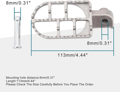 Wide Aluminum Foot Pegs for Yamaha PW50 PW80, Honda XR50R XR70, & 50cc-125cc Pit Bikes (Silver) - goofitmoto