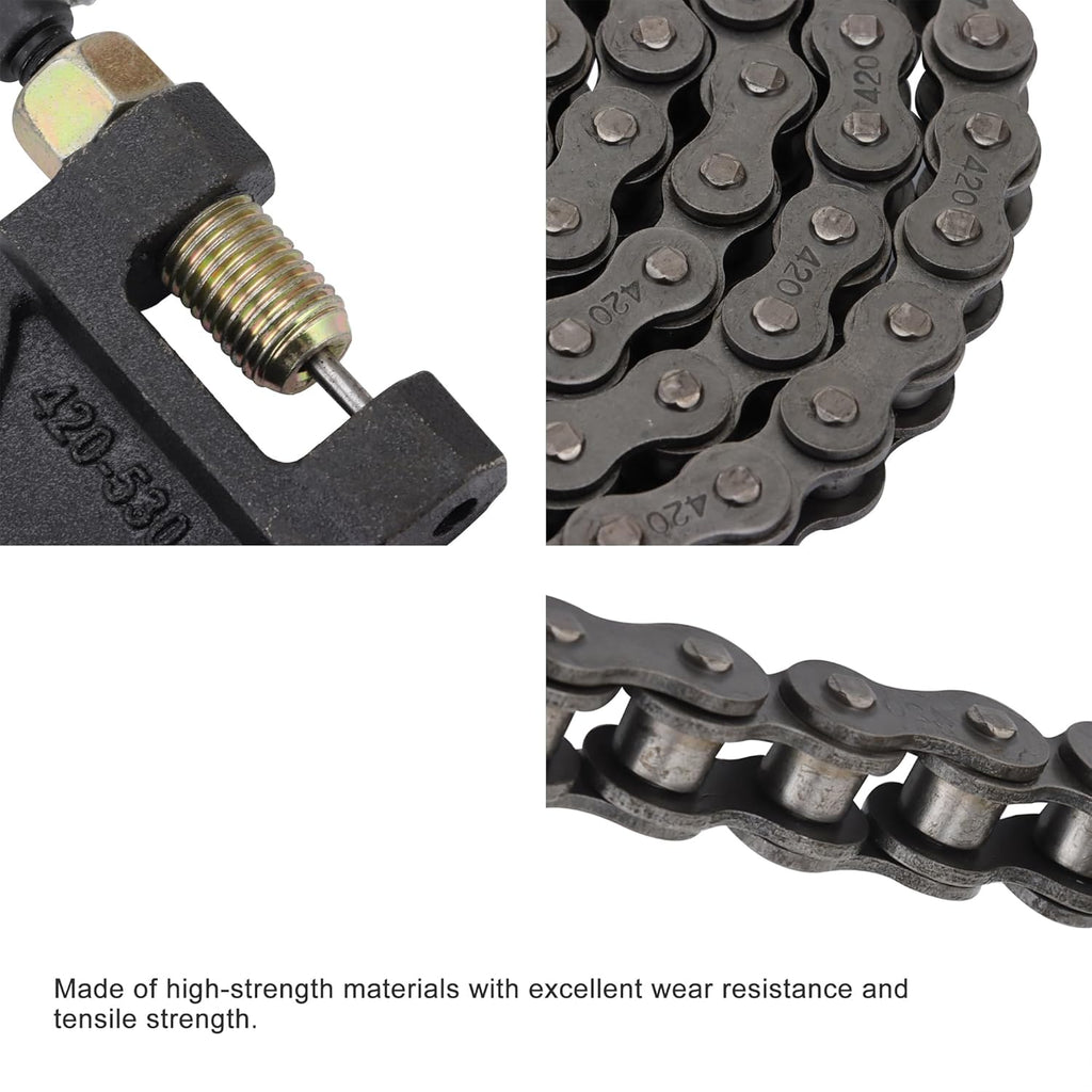 GOOFIT 420 Standard Roller Chain 132 Link + Chain Breaker + 420 Chain Master Link 5 PCS for 110cc 125cc Dirt Pit Bike ATV Quad Go Kart Scooter Mini Bike
