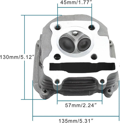 57.4mm GY6 150cc Cylinder Head Assembly for 152QMI 157QMJ 4-Stroke Scooter ATV - goofitmoto
