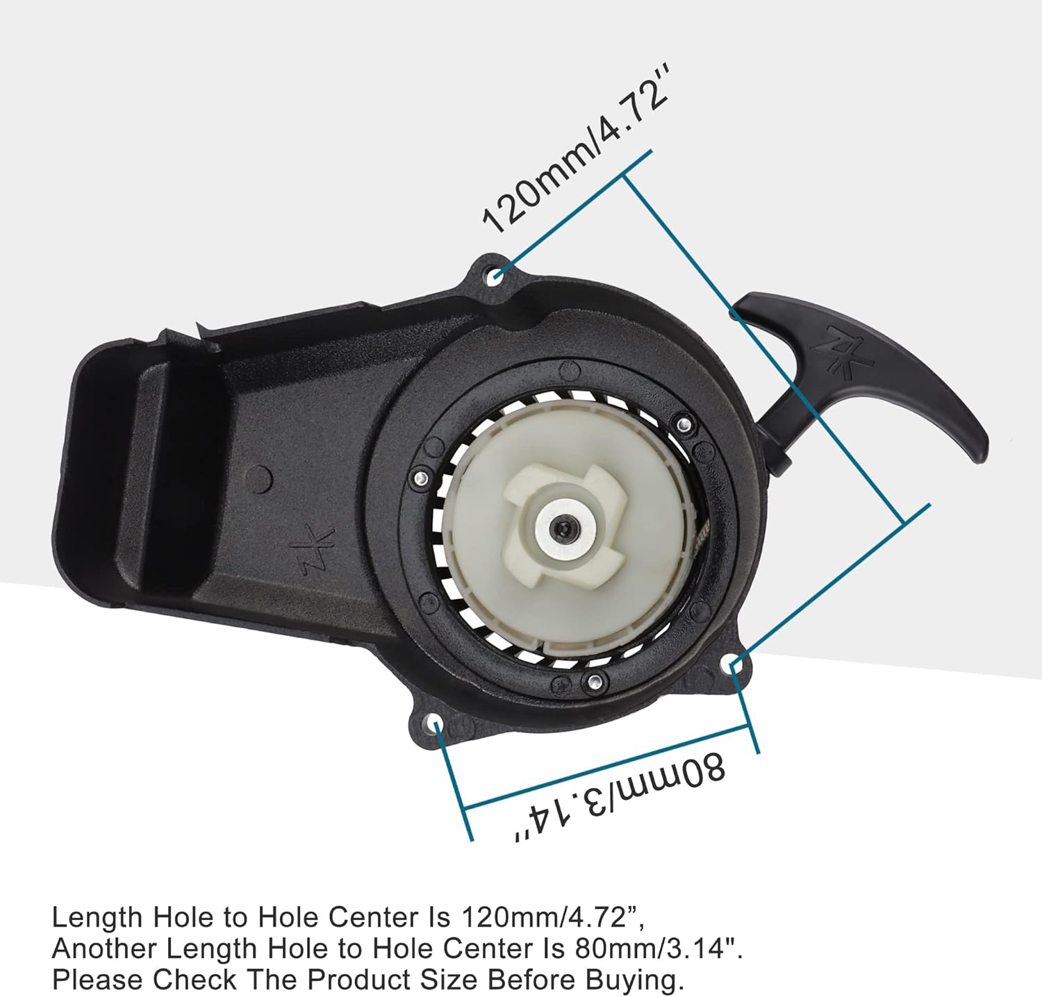 GOOFIT Black Aluminum Pull Starter Recoil Starter Assembly for 2 stroke 47cc 49cc Pocket Bike Dirt Bike