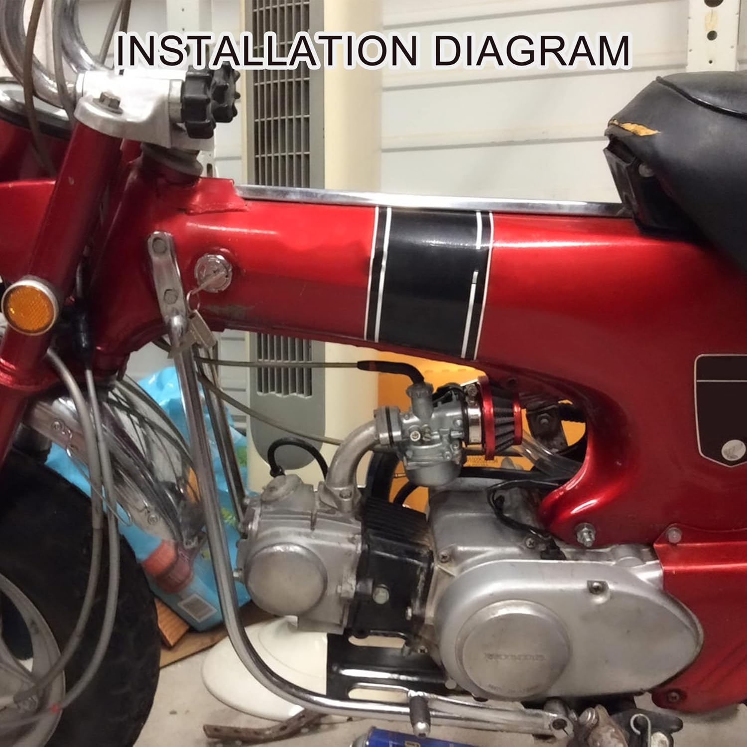 GOOFIT 35mm Red Air Filter for ATV Dirt Bike Go Kart Pit Bike 4 Wheeler Quad Dune Buggy