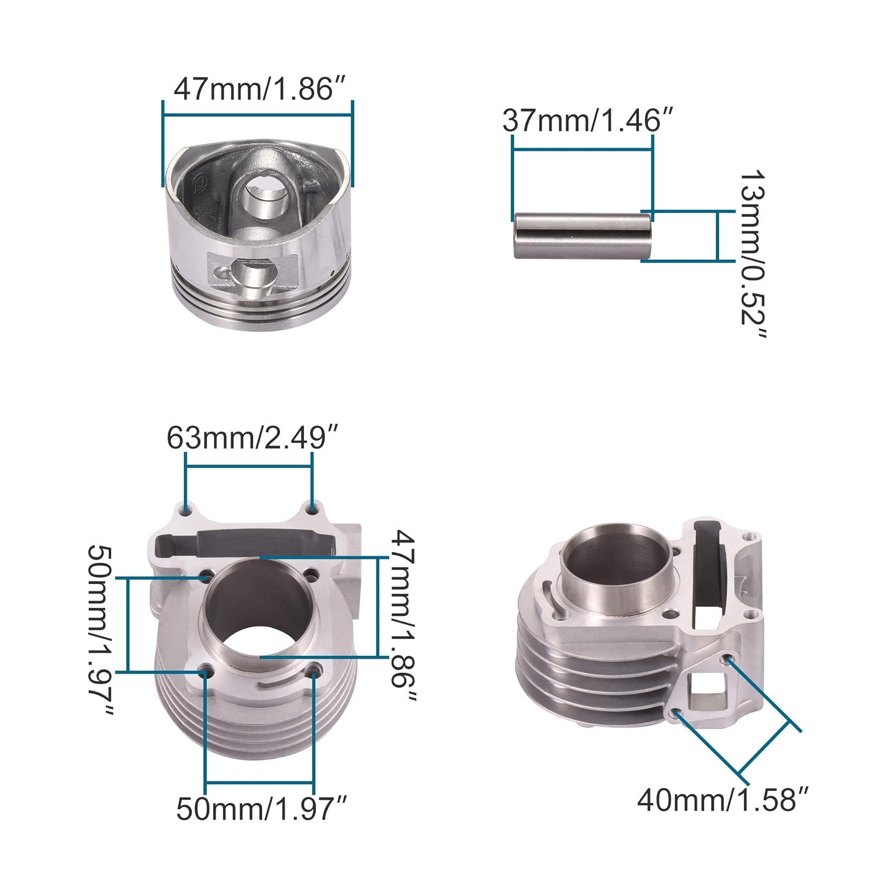 GOOFIT 47mm Big Bore Cylinder Kits Replacement for 80cc 4 Stroke 139QMB GY6 ATV Go Kart Quad Scooter