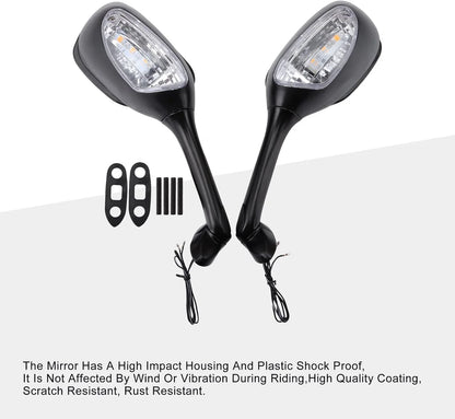 Integrated LED Turn Signal Mirrors for Suzuki GSXR 600 / 750 (2006-2012) & GSXR 1000 (2005-2008) - goofitmoto