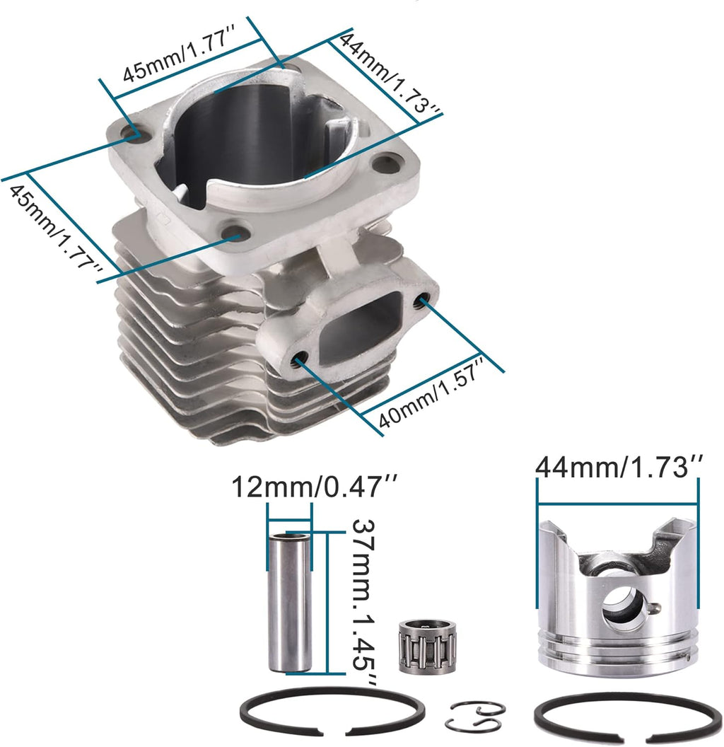 GOOFIT 44mm Big Bore Cylinder assembly with Piston Ring Replacement for 2 Stroke 43cc 47cc 49cc Scooter Mini Pocket Bike