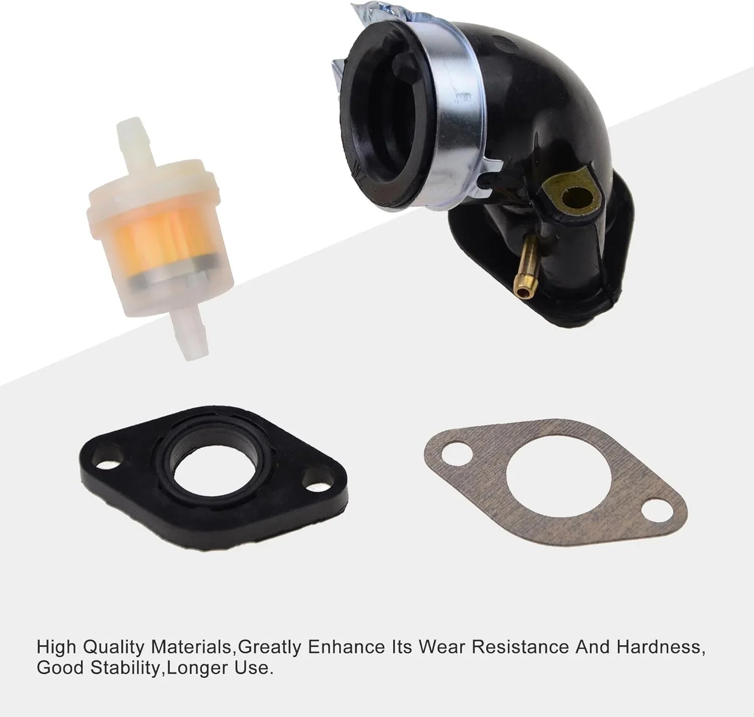 90 Degree Intake Manifold Pipe Kit with Gaskets & Fuel Filter for 50cc-125cc ATV - goofitmoto