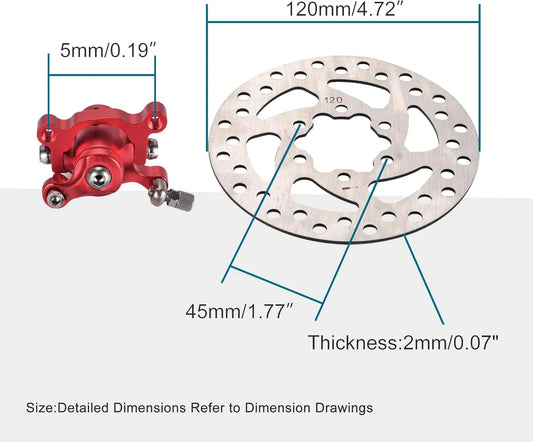 120mm Rear Brake Disc Rotor and Caliper Set for Motovox MBX10 MBX11 47cc 49cc - goofitmoto