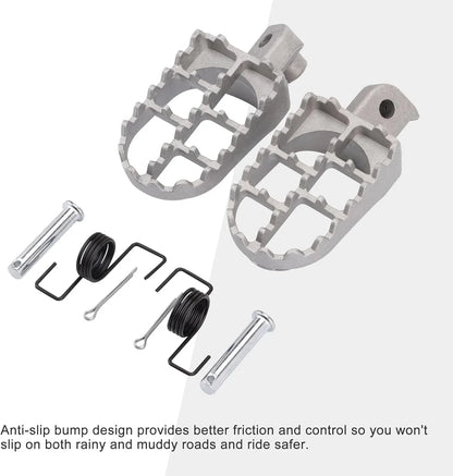 Wide Aluminum Foot Pegs for Yamaha PW50 PW80, Honda XR50R XR70, & 50cc-125cc Pit Bikes (Silver) - goofitmoto