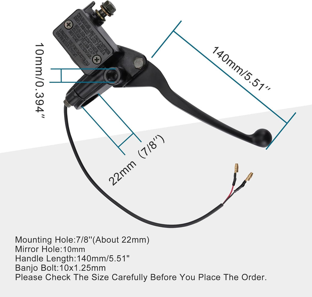GOOFIT Right Hand Hydraulic Brake Master Cylinder Brake Lever Replacement for 50cc 70cc 90cc 110cc 125cc 150cc 200cc 250cc Taotao Kazuma Eton Baja SSR ATV Dirt Bike
