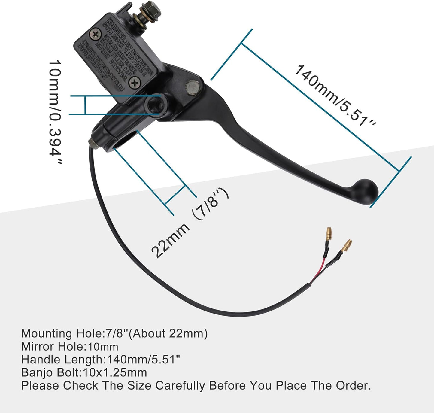 GOOFIT Right Hand Hydraulic Brake Master Cylinder Brake Lever Replacement for 50cc 70cc 90cc 110cc 125cc 150cc 200cc 250cc Taotao Kazuma Eton Baja SSR ATV Dirt Bike