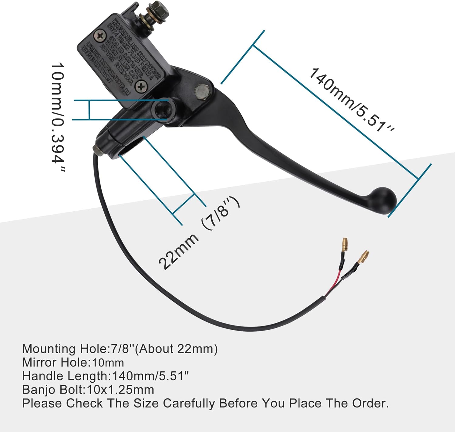 GOOFIT Right Hand Hydraulic Brake Master Cylinder Brake Lever Replacement for 50cc 70cc 90cc 110cc 125cc 150cc 200cc 250cc Taotao Kazuma Eton Baja SSR ATV Dirt Bike