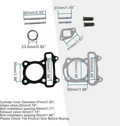 47mm Big Bore Cylinder Head with Valves & Gaskets for 4-Stroke GY6 80cc 139QMB 139QMA Engine (Non-EGR) - goofitmoto
