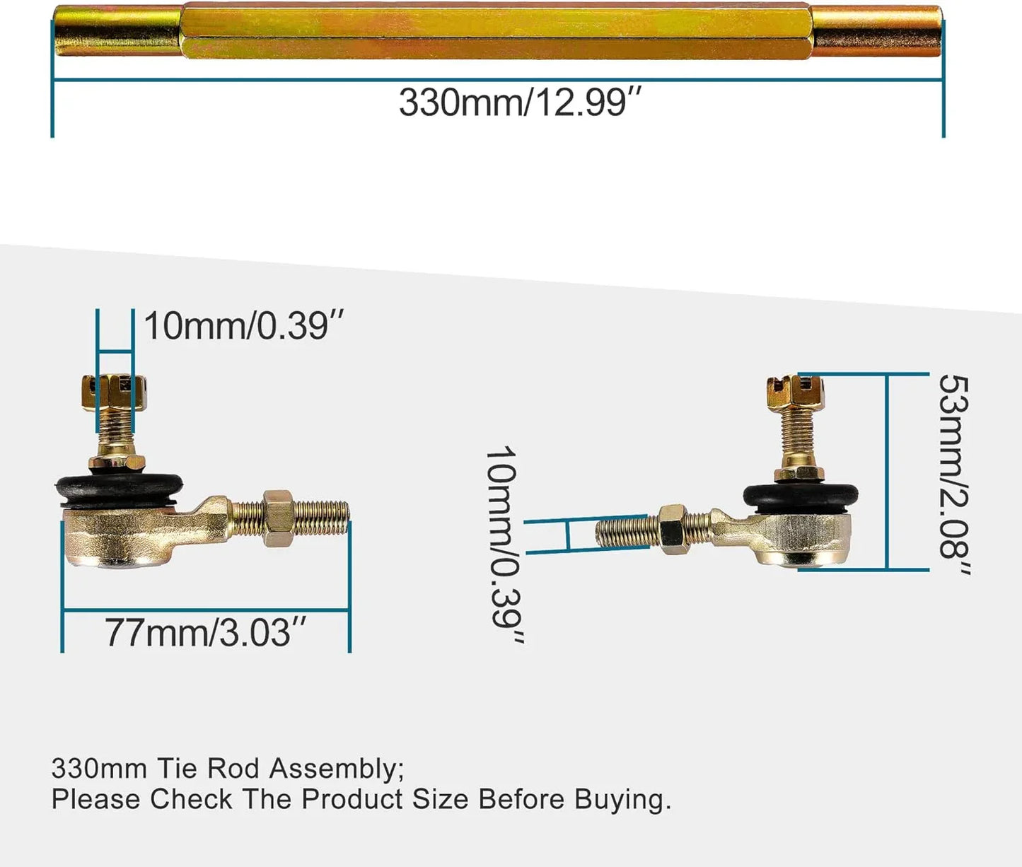 330mm Heavy-Duty Tie Rod Assembly | Complete Steering Linkage for 50cc-250cc ATV Quad - goofitmoto
