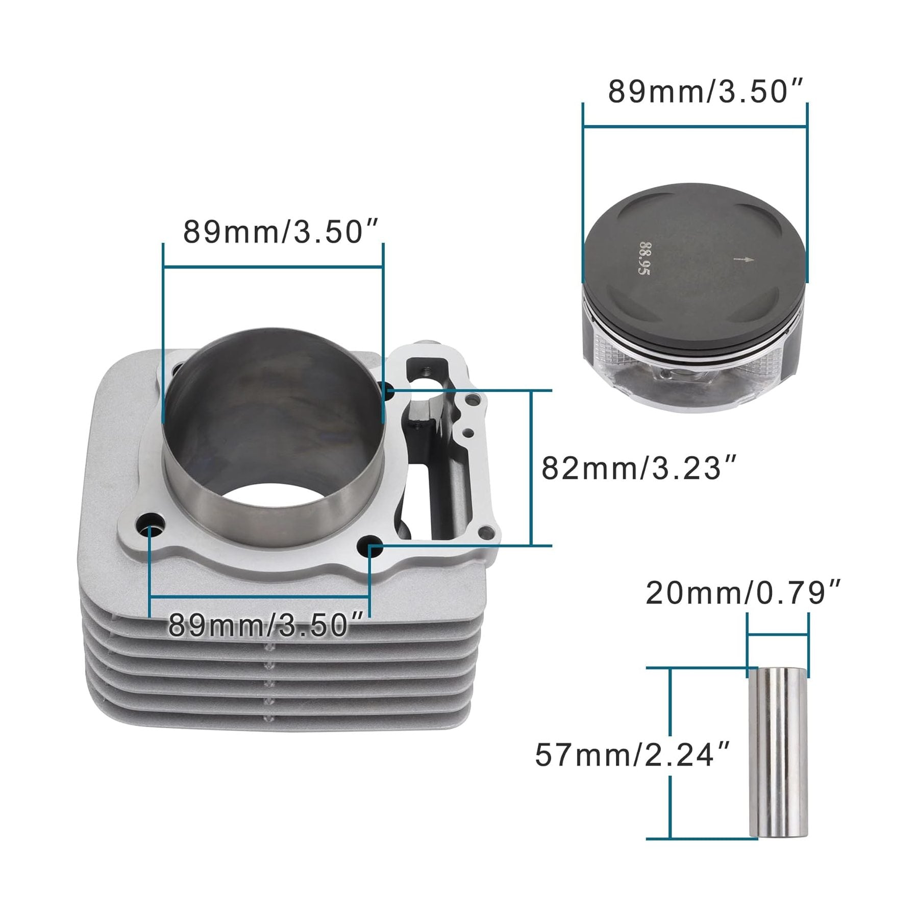 GOOFIT 89mm 440CC Big Bore Cylinder with Piston Rings Kit with Gaskets with Spark Plug Replacement for 400X TRX400EX TRX400X 1999-2008 1996-2014 12100-HN1-A7 ATV Quad