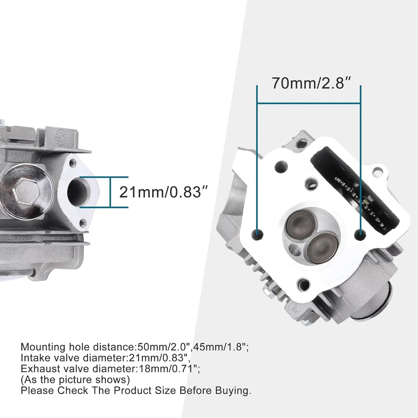 47mm Completed Cylinder Head Assembly for 4-Stroke 70cc Engine ATV Go Kart Dirt Bike - goofitmoto