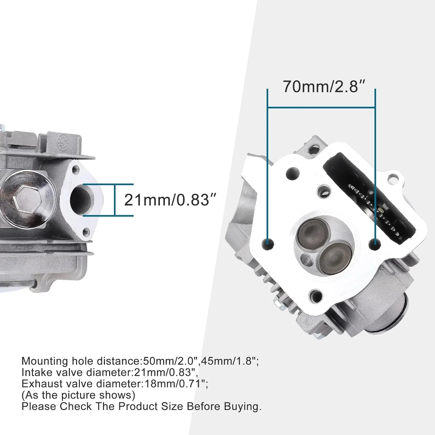 47mm Completed Cylinder Head Assembly for 4-Stroke 70cc Engine ATV Go Kart Dirt Bike - goofitmoto