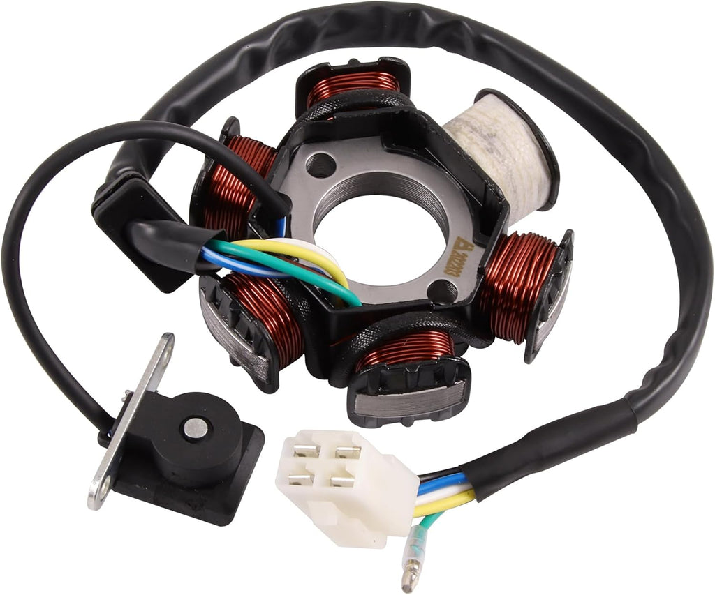GOOFIT 6 Pole Coil 5 Wires Female Plug AC Half-Wave Ignition Magneto Stator Replacement For Gy6 50cc 70cc 90cc 110cc 125cc Engine Atv Quad Pocket Bike Scooter Buggy Go Kart