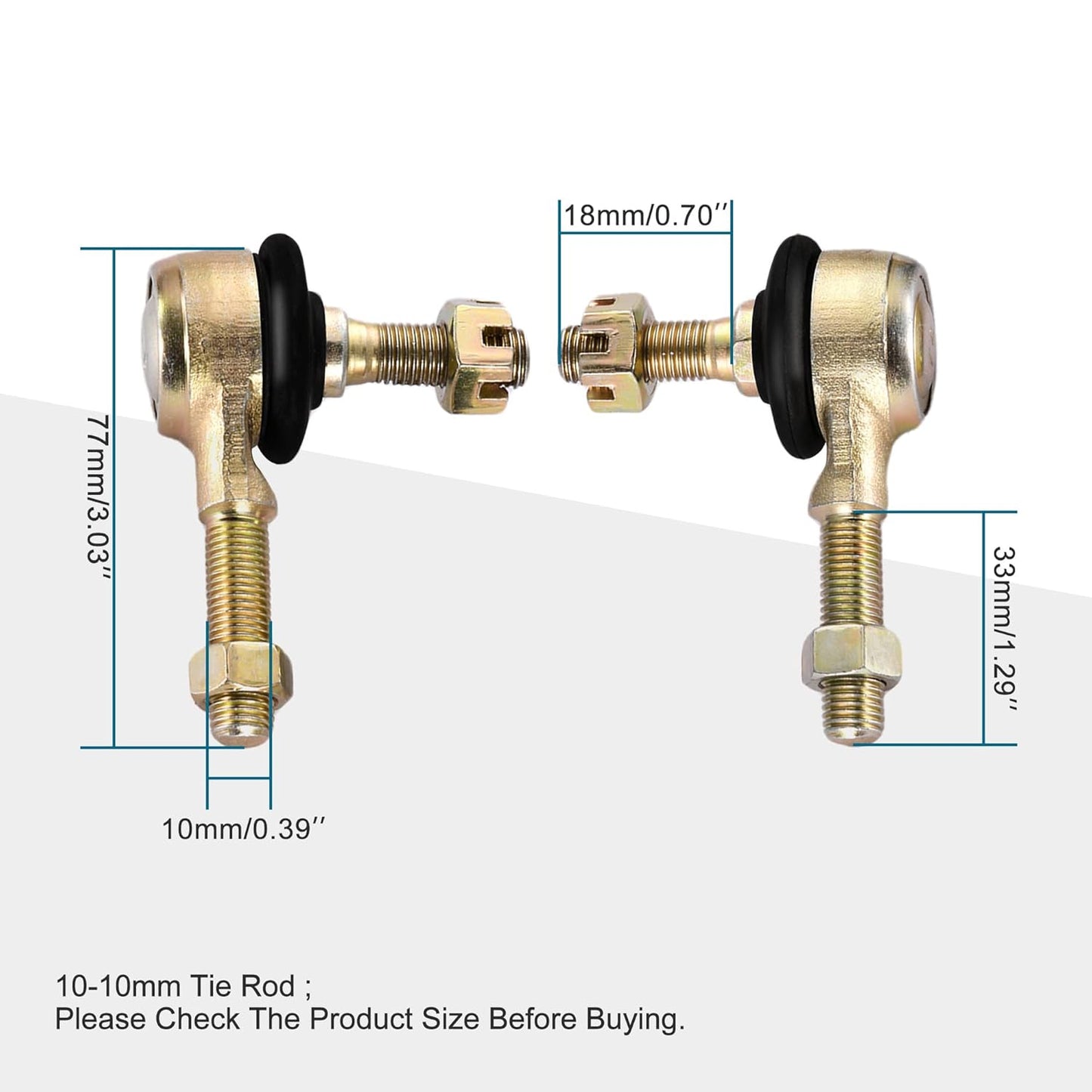 GOOFIT 10-10mm Left and Right Hand Tie Rod Ball Joint Replacement for 110cc Kazuma Chinese ATV Quad Four Wheeler SunL TaoTao Dirt Bike Go Kart Moped Scooter