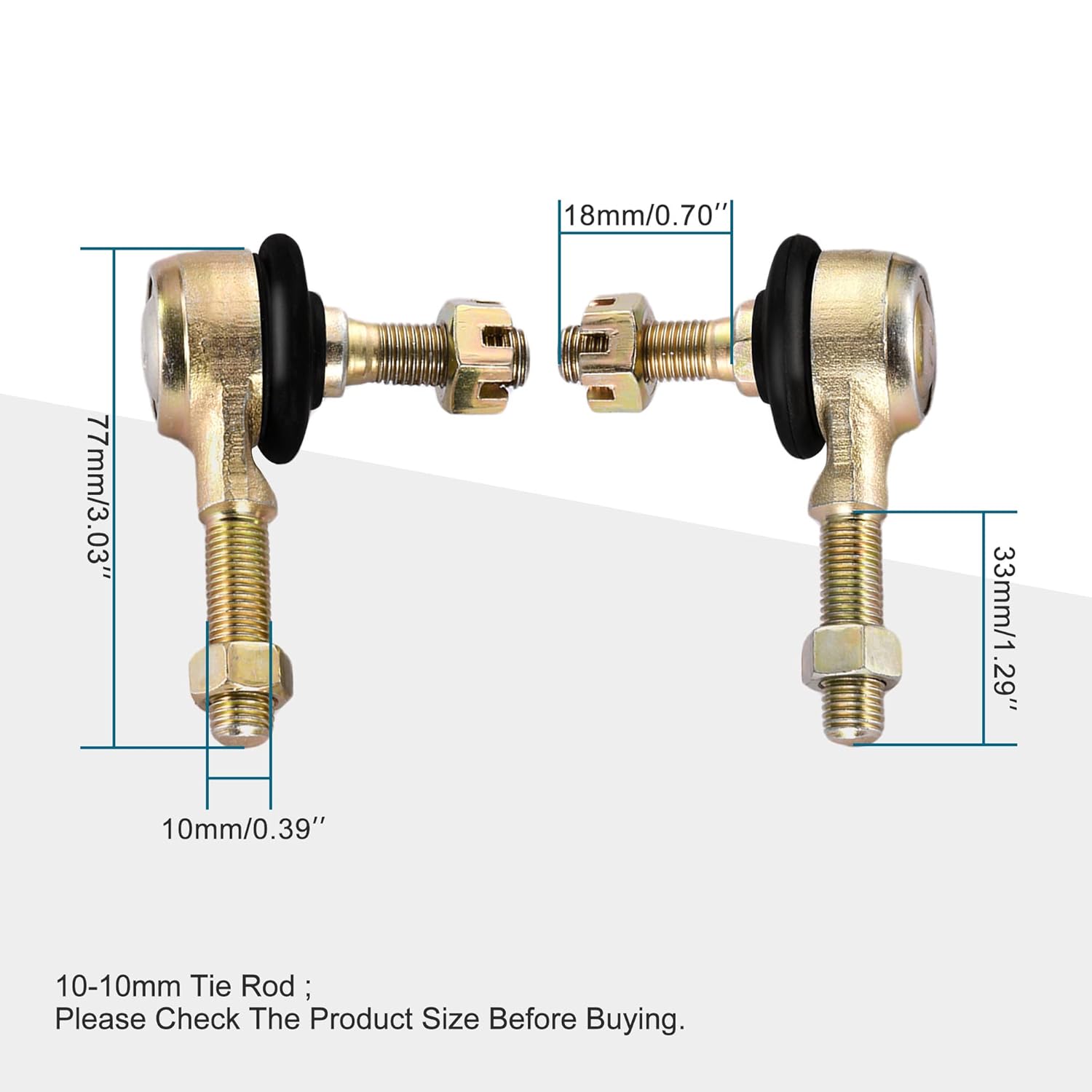 GOOFIT 10-10mm Left and Right Hand Tie Rod Ball Joint Replacement for 110cc Kazuma Chinese ATV Quad Four Wheeler SunL TaoTao Dirt Bike Go Kart Moped Scooter