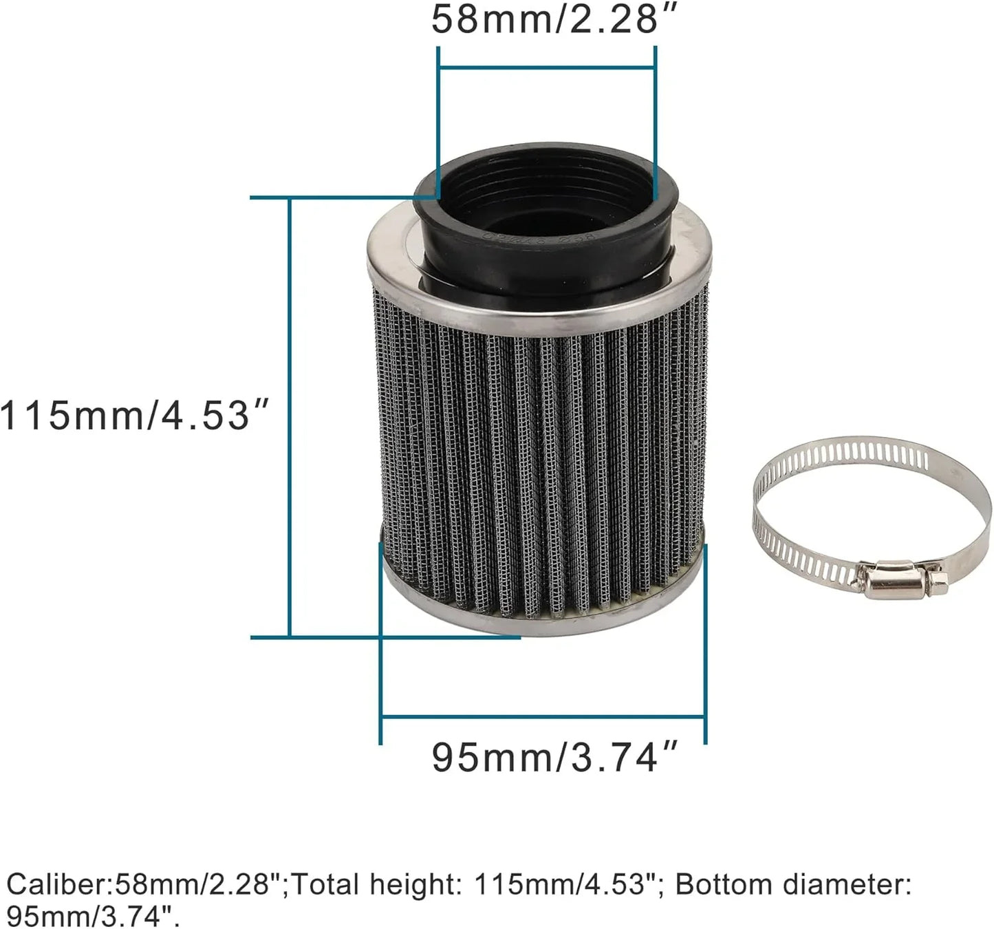 58mm Straight Tube Air Filter for ATV Scooter Dirt Pit Bike Motorcycle - goofitmoto