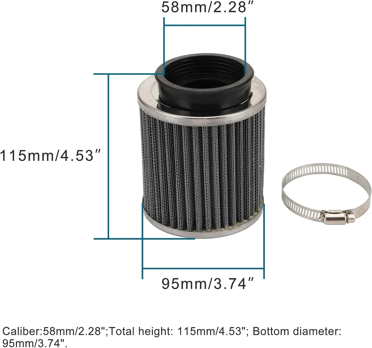 58mm Straight Tube Air Filter for ATV Scooter Dirt Pit Bike Motorcycle - goofitmoto
