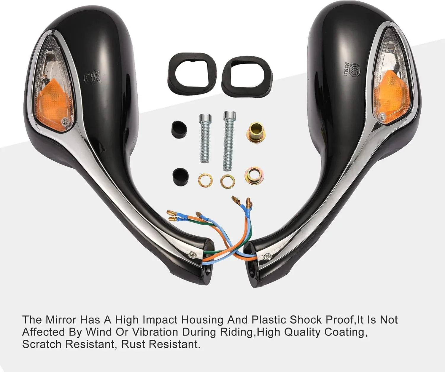 Universal 8mm Panoramic Rearview Mirrors (Pair) for 50cc-250cc Moped & Motorcycle - goofitmoto