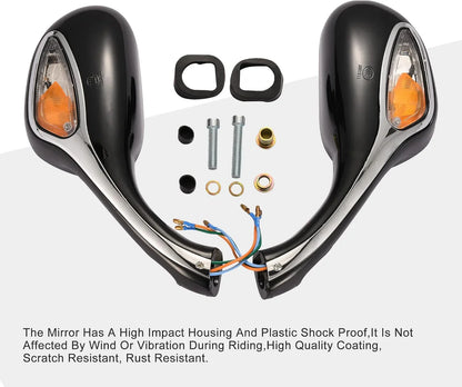 Universal 8mm Panoramic Rearview Mirrors (Pair) for 50cc-250cc Moped & Motorcycle - goofitmoto