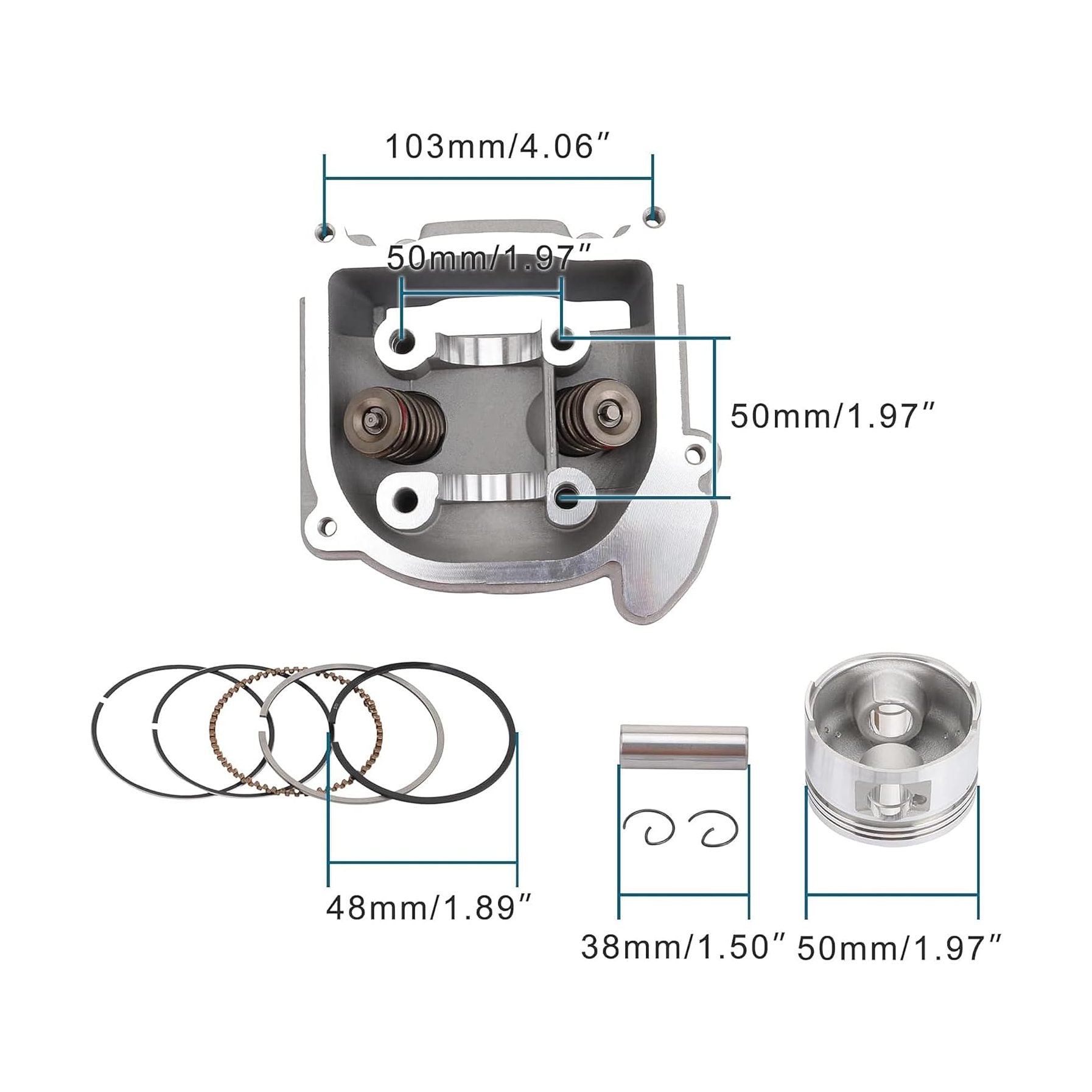 GOOFIT Big Bore Cylinder Rebuild Kit for GY6 50cc 139QMB Racing Scooter Parts 64mm Valve