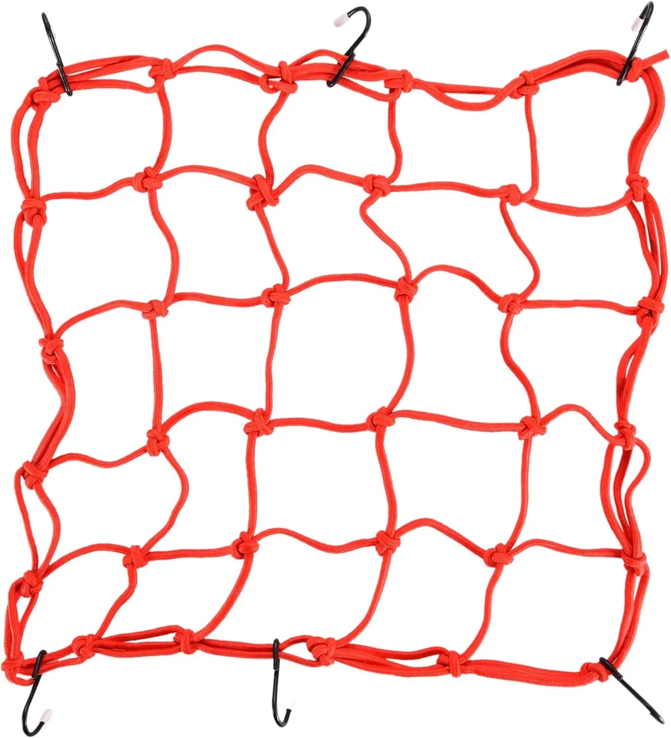 15" x 15" Heavy-Duty Latex Bungee Cargo Net | Stretches to 32" x 32" | 6 Adjustable Hooks - goofitmoto