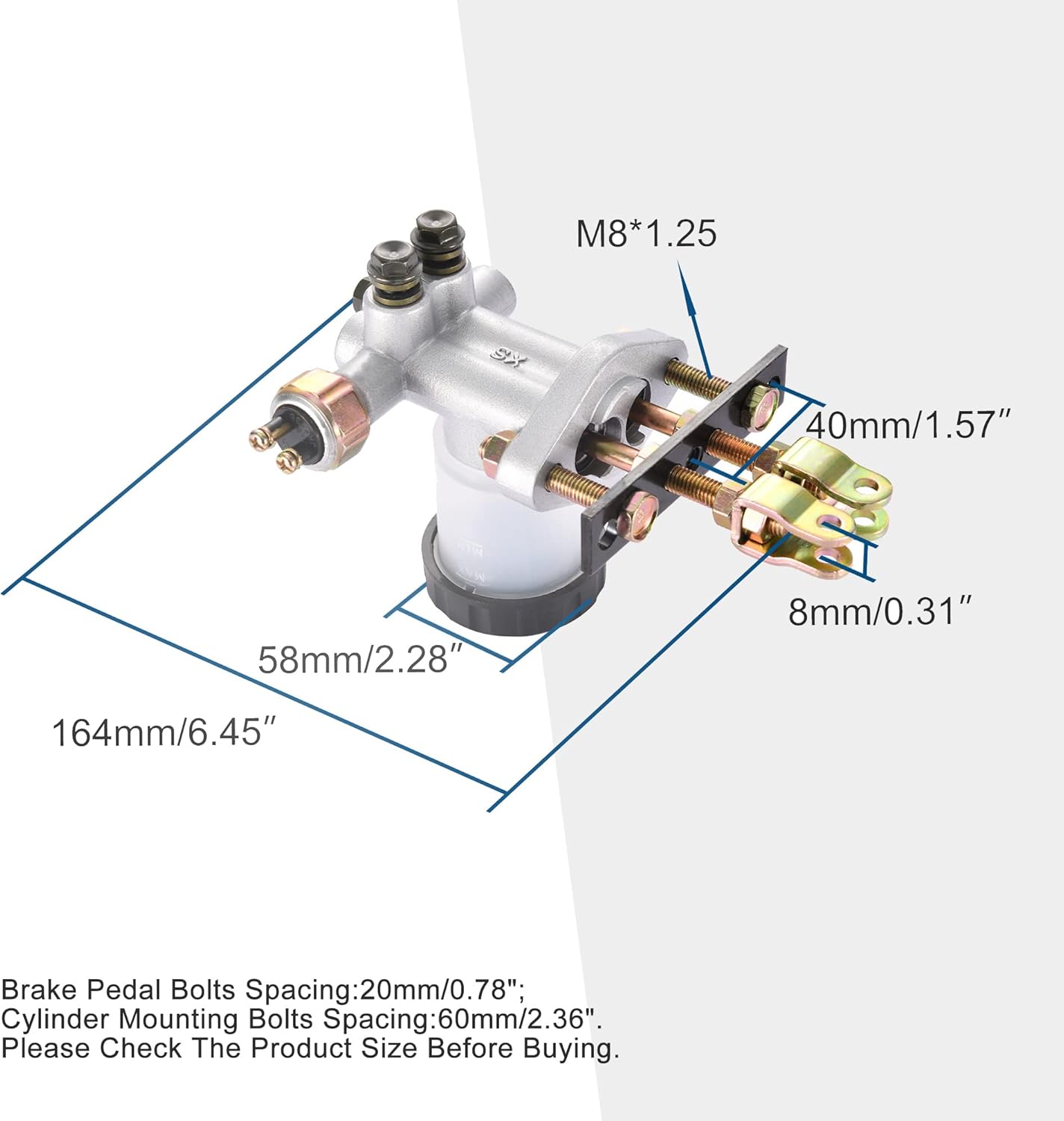 GOOFIT Hydraulic Brake Master Cylinder Replacement for 90cc 110cc 125cc 150cc 200cc 250cc Go Kart Buggy Sunl BMS Roketa Kazuma