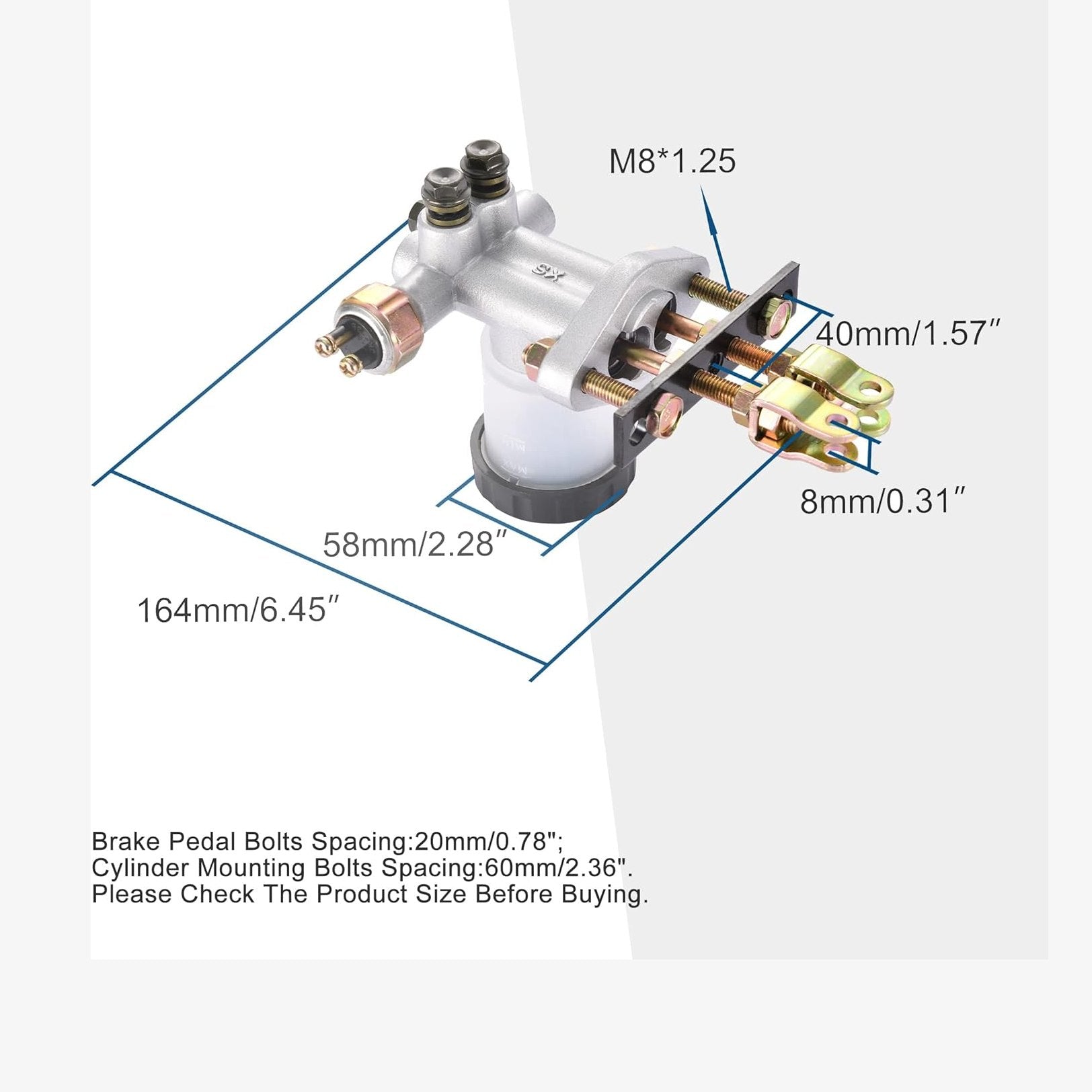 GOOFIT Hydraulic Brake Master Cylinder Replacement for 90cc 110cc 125cc 150cc 200cc 250cc Go Kart Buggy Sunl BMS Roketa Kazuma