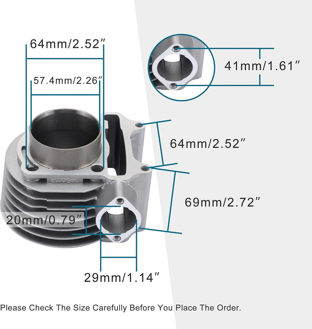 GOOFIT 57.4mm Big Bore Cylinder Kit Replacement for 150cc 4stroke GY6 157QMJ Engine Rebuild Kit Cylinder Head Chinese Scooter