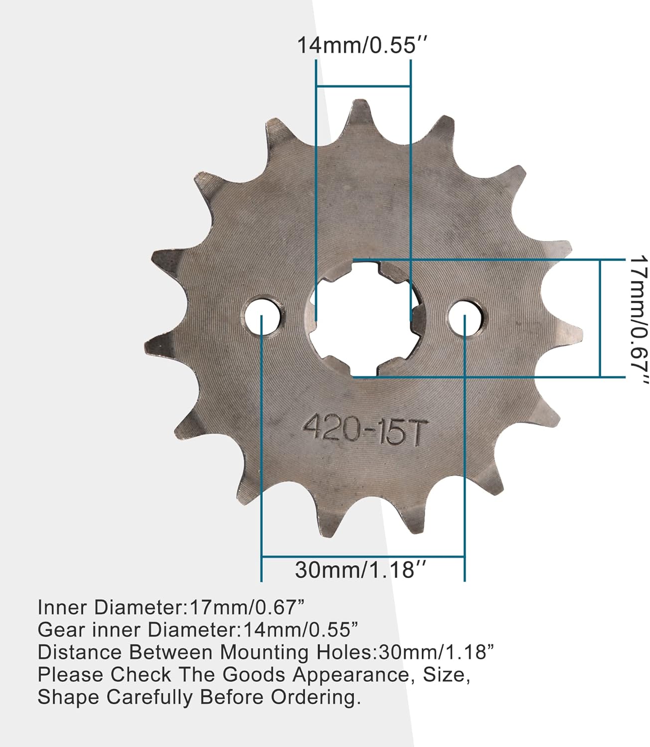 GOOFIT 17mm Sprocket Front for 50cc 70cc 110cc 125cc 140cc Engine Motorcycle Go Kart ATV Buggie Dirt bike(420-15T)