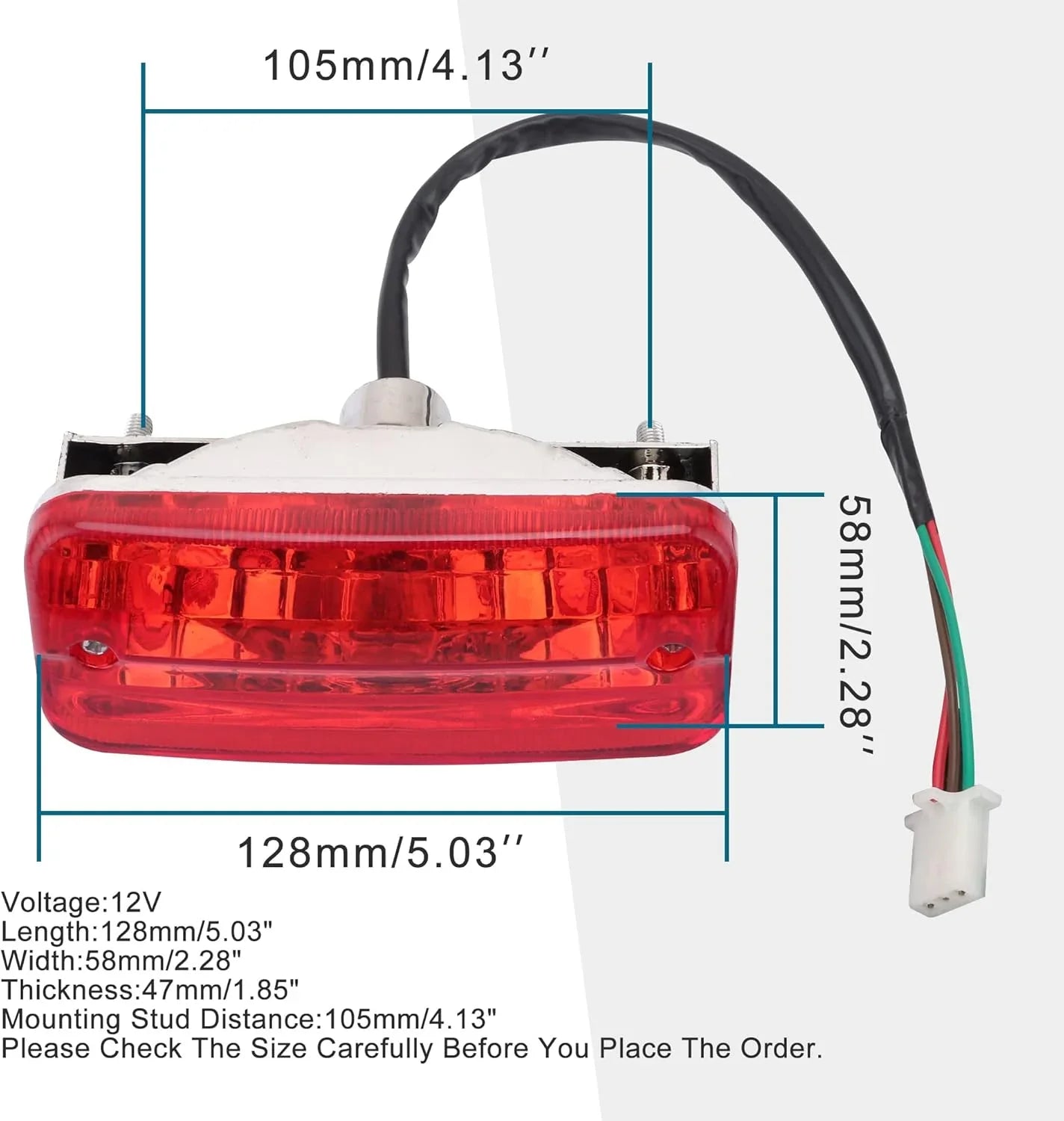 Universal Motorcycle Rear Brake Tail Light 12V for ATV & Dirt Bike - goofitmoto